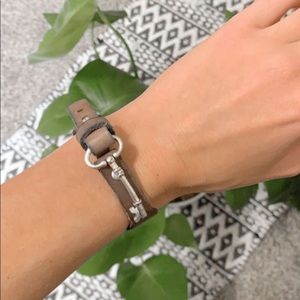 Fossil Leather Key Adjustable Bracelet